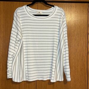 Long sleeve white and black striped shirt